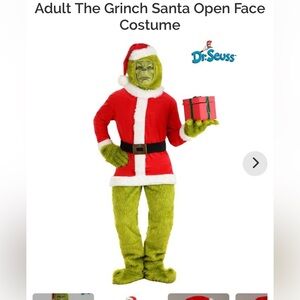 Adult The Grinch Santa Open Face Costume